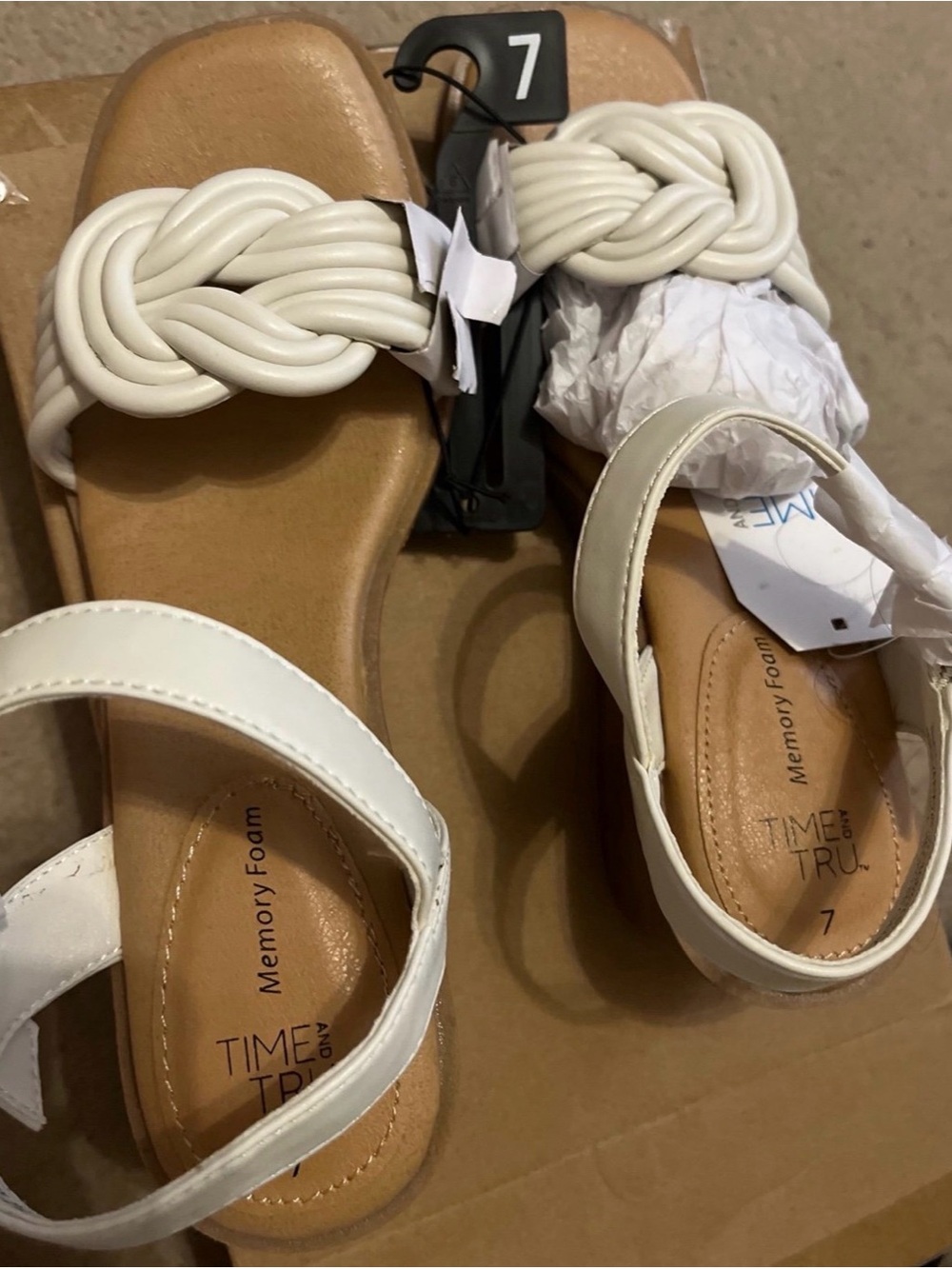 Time and Tru Women's Mid-Heel Knot Wedge Sandals Memory foam - Women's